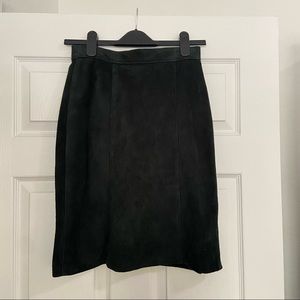 Forest Green Suede Leather Skirt